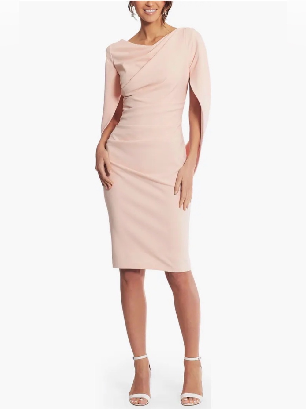 Pink Cape Sleeve Crepe Sheath Dress
Betsy & Adam